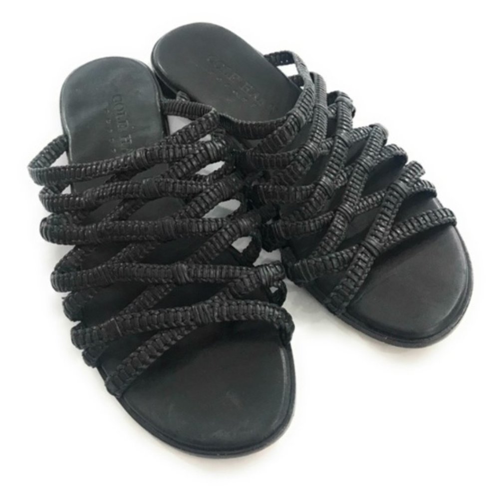 (SOLD) Cole Haan Black Strappy Slip On Sandals - Picture 1 of 7